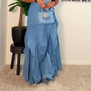 Elegant Blue Maxi Skirt